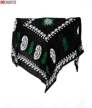 روسری سنتی کردستان نخی سایز 1.35 رنگ مشکی- سبز