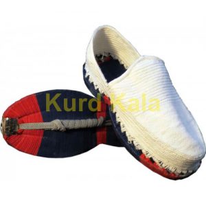 گیوه کلاش کردستان طرح زریبار رنگ سفید