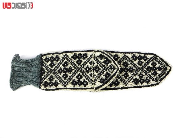 جوراب پشمی مردانه دستبافت سنتی کردستان طرح هندسی