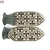 جوراب مردانه سنتی کردستان ساق بلند طرح هندسی رنگ قهوه ای - کرم