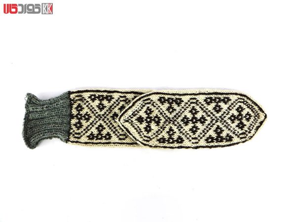 جوراب مردانه سنتی کردستان طرح هندسی رنگ قهوه ای - کرم