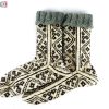 جوراب مردانه سنتی کردستان ساق بلند طرح هندسی رنگ قهوه ای - کرم