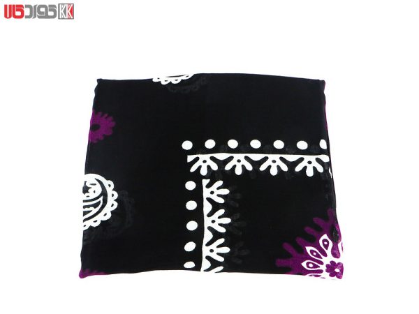 روسری سنتی کردستان نخی سایز 1.35 رنگ مشکی- بنفش