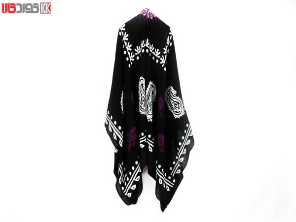 روسری سنتی کردستان نخی سایز 1.35 رنگ مشکی- بنفش
