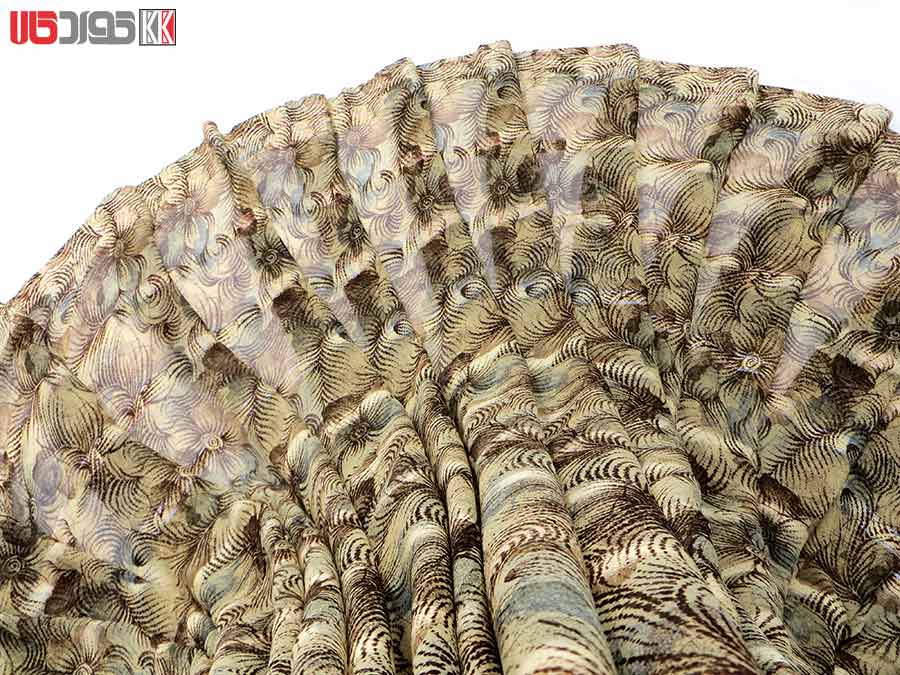 پارچه لباس زنانه حریر سیم دار قهوه ای