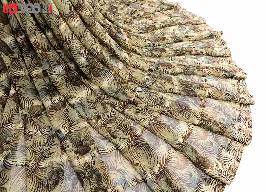 پارچه لباس زنانه حریر سیم دار قهوه ای