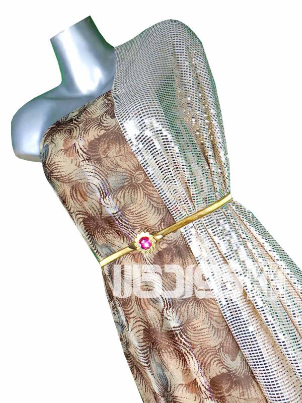 پارچه لباس زنانه حریر سیم دار قهوه ای 3.5 متری
