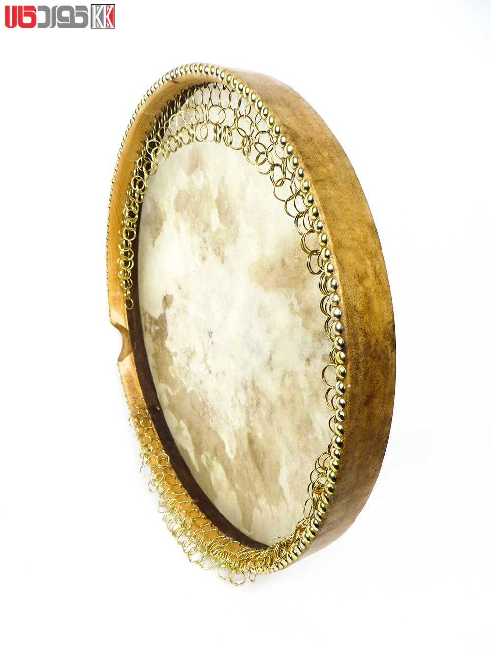 دف پوستی ابروبادی قهوه ای استاد حیدر محمدی طرح طوق ساده