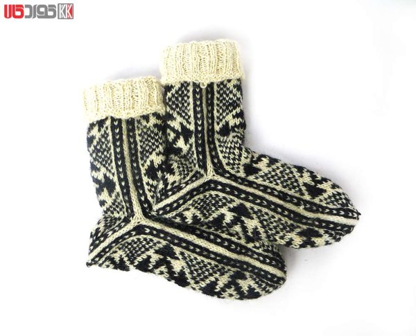 جوراب پشمی مردانه دستبافت سنتی کردستان کد 103