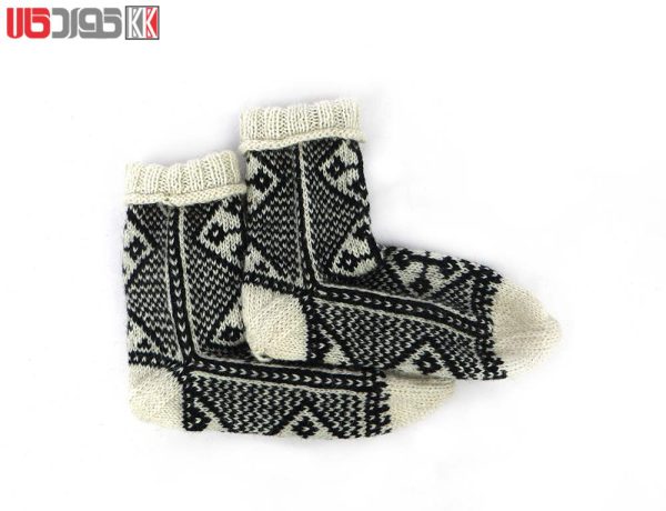 جوراب پشمی مردانه دستبافت سنتی کردستان کد 108