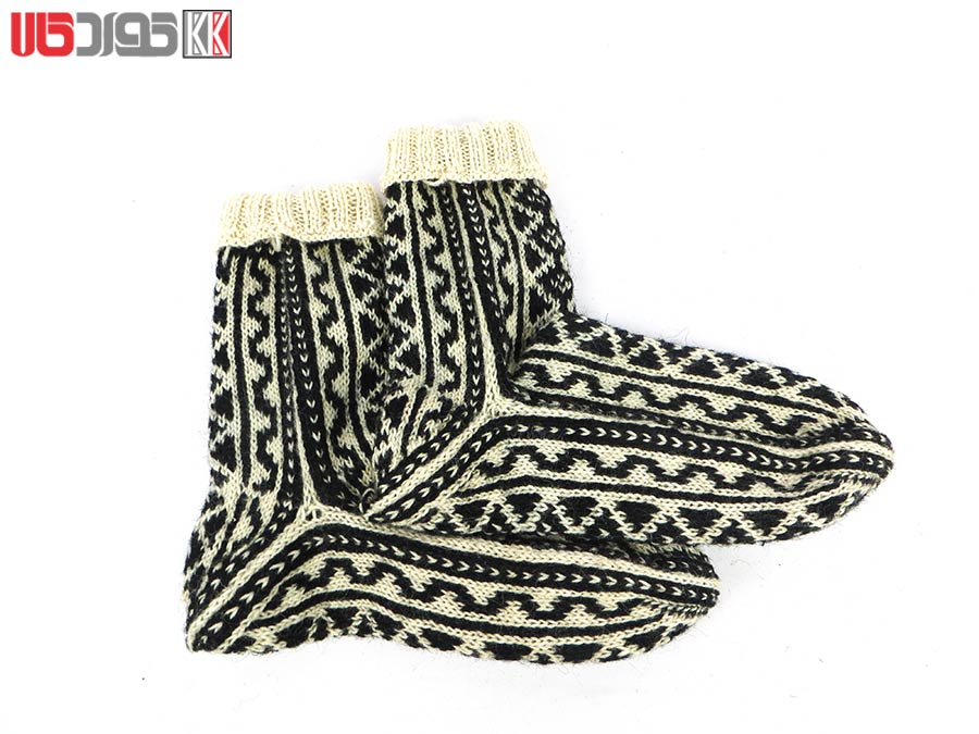 جوراب پشمی مردانه دستبافت سنتی کردستان کد 110