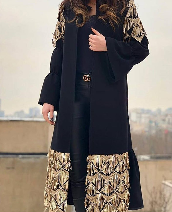 پارچه لباس کردی زنانه توری پولک ریسه ایی کد A-104