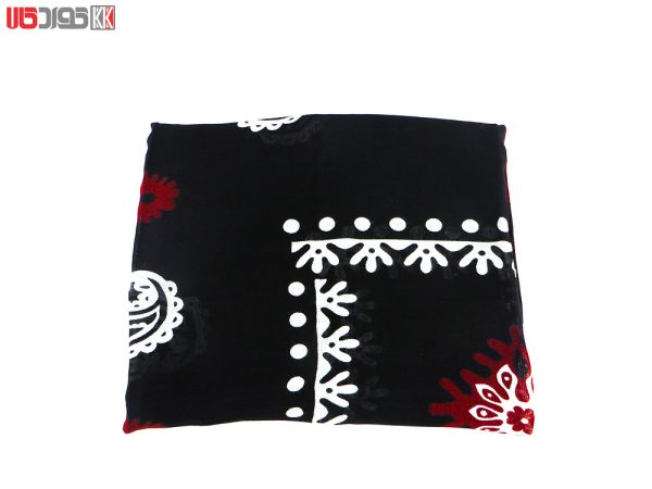 روسری سنتی کردستان نخی سایز 1.35 رنگ مشکی- قرمز