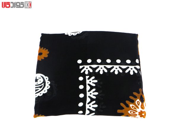 روسری سنتی کردستان نخی سایز 1.35 رنگ مشکی- نارنجی