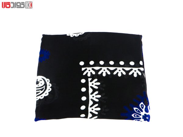 روسری سنتی کردستان نخی سایز 1.35 رنگ مشکی- آبی
