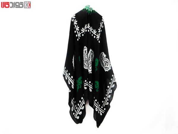 روسری سنتی کردستان نخی سایز 1.35 رنگ مشکی- سبز