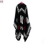 روسری سنتی کردستان نخی سایز 1.35 رنگ مشکی- قرمز