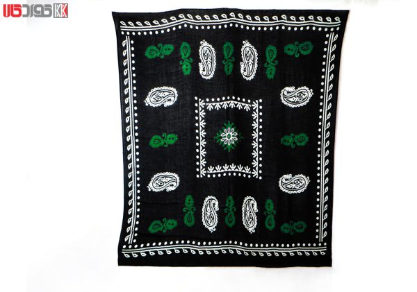 روسری سنتی کردستان نخی سایز 1.35 رنگ مشکی- سبز