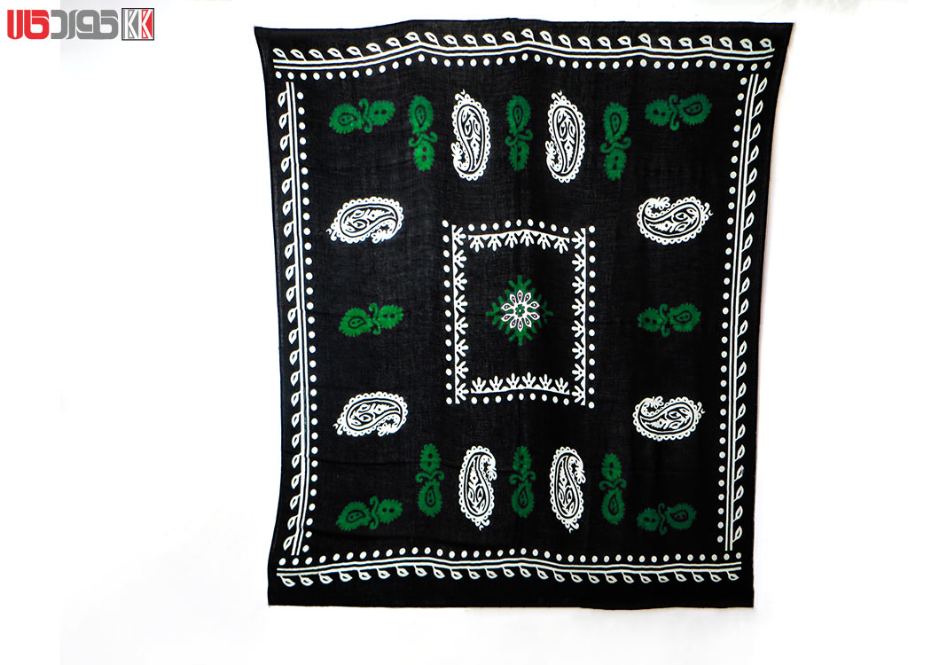 روسری سنتی کردستان طرح ترنج رنگ مشکی- سبز روسری سنتی کردستان طرح ترنج رنگ مشکی- سبز