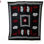 روسری سنتی کردستان نخی سایز 1.35 رنگ مشکی- قرمز
