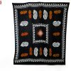 روسری سنتی کردستان طرح ترنج رنگ مشکی- نارنجی