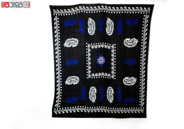 روسری سنتی کردستان نخی سایز 1.35 رنگ مشکی- آبی