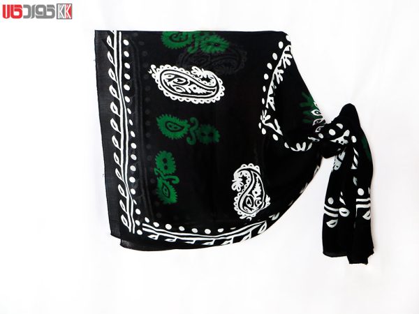 روسری سنتی کردستان نخی سایز 1.35 رنگ مشکی- سبز