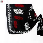 روسری سنتی کردستان نخی سایز 1.35 رنگ مشکی- قرمز