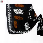 روسری سنتی کردستان نخی سایز 1.35 رنگ مشکی- نارنجی