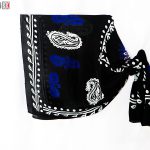 روسری سنتی کردستان طرح ترنج رنگ مشکی- آبی