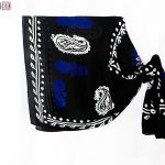 روسری سنتی کردستان نخی سایز 1.35 رنگ مشکی- آبی