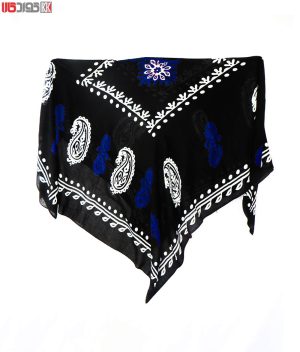 روسری سنتی کردستان طرح ترنج رنگ مشکی- آبی