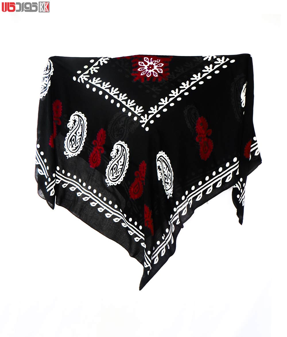 روسری سنتی کردستان طرح ترنج رنگ مشکی- قرمز روسری سنتی کردستان طرح ترنج رنگ مشکی- قرمز