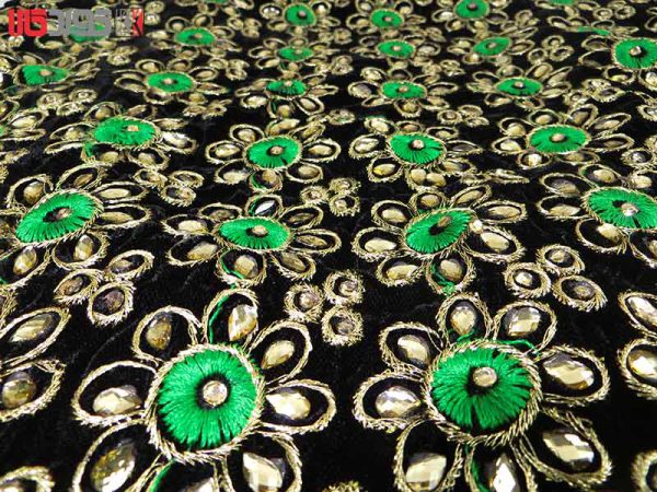 جلیقه زنانه سنتی کردستان طرح گلدوزی رنگ سبز- طلایی