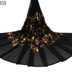 پارچه لباس زنانه حریر خاویار طرح گل 3.5 متری