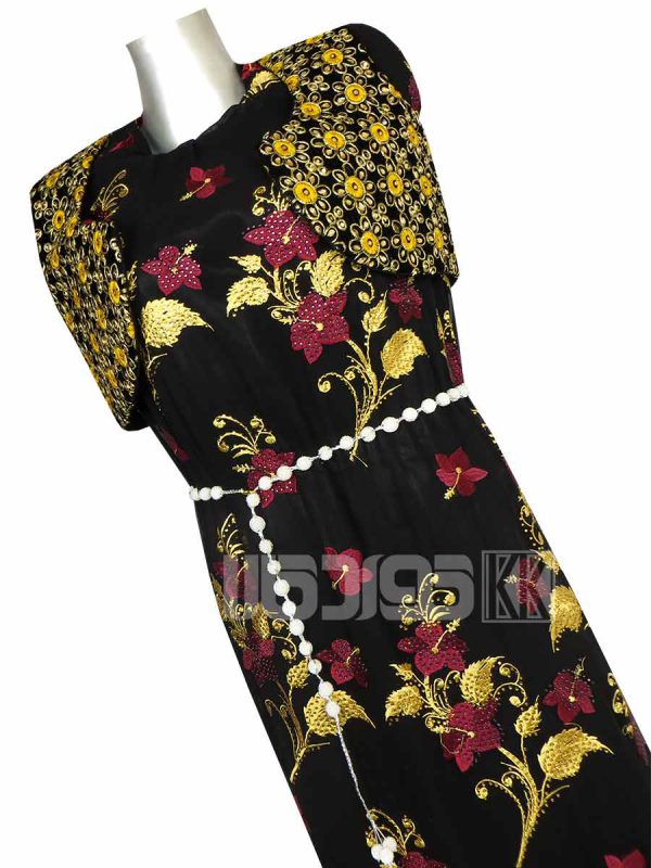 پارچه لباس زنانه حریر خاویار طرح گل 3.5 متری