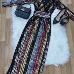 پارچه لباس کردی زنانه توری پولکی تمام دوخت کد A-105