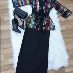 پارچه لباس کردی زنانه توری پولکی تمام دوخت کد A-105