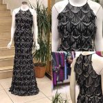 پارچه لباس کردی زنانه توری پولک ریسه ایی کد A-104