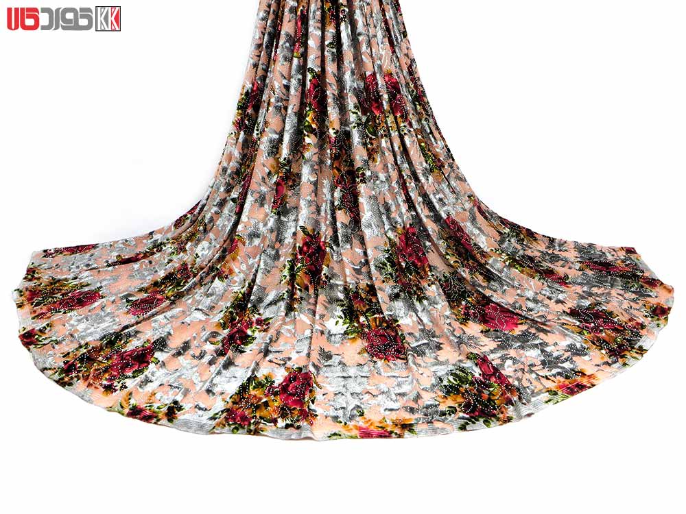 پارچه لباس زنانه مخمل کشی سنگ دار کالباسی 2.5 متری