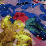 پارچه لباس زنانه مخمل سنگ دار رنگ آبی 2 متری