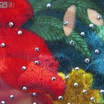 پارچه لباس زنانه مخمل سنگ دار سبز 2 متری