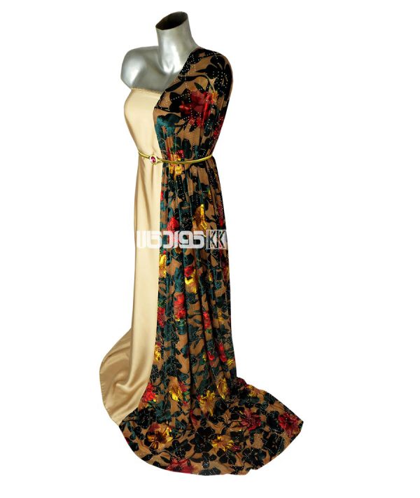 پارچه لباس زنانه مخمل سنگ دار سبز 2 متری
