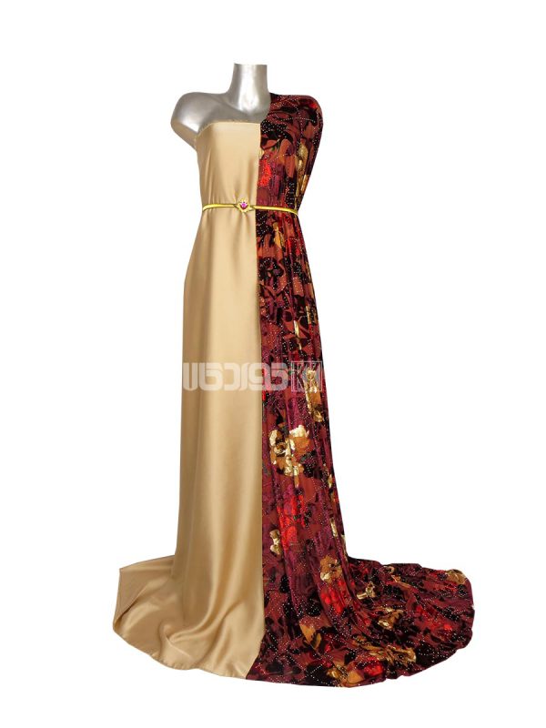 پارچه لباس زنانه مخمل سنگ دار رنگ قرمز 2 متری