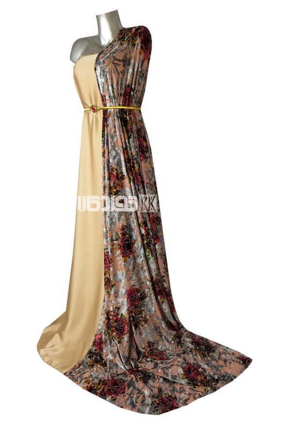 پارچه لباس زنانه مخمل کشی سنگ دار کالباسی 2.5 متری