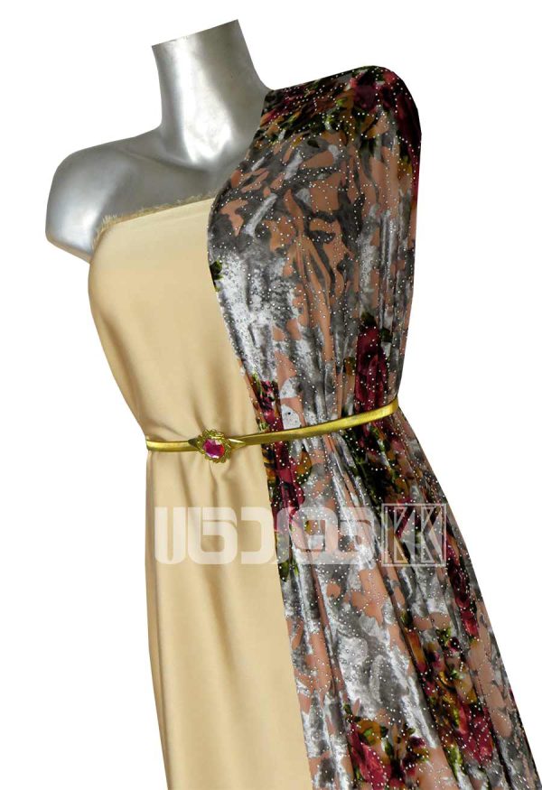 پارچه لباس زنانه مخمل کشی سنگ دار کالباسی 2.5 متری