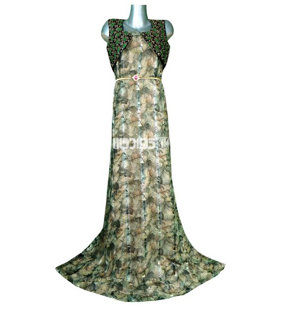 پارچه لباس زنانه حریر سیم دار سبز 3.5 متری