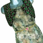 پارچه لباس زنانه حریر سیم دار سبز 3.5 متری