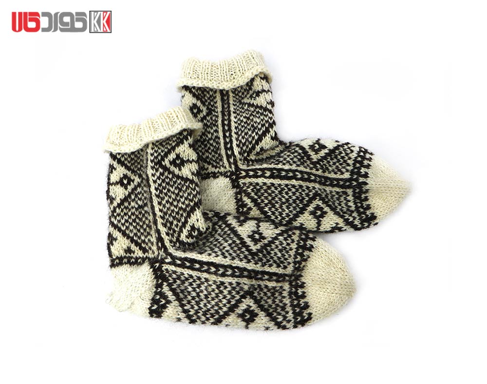 جوراب پشمی مردانه دستبافت سنتی کردستان کد 118