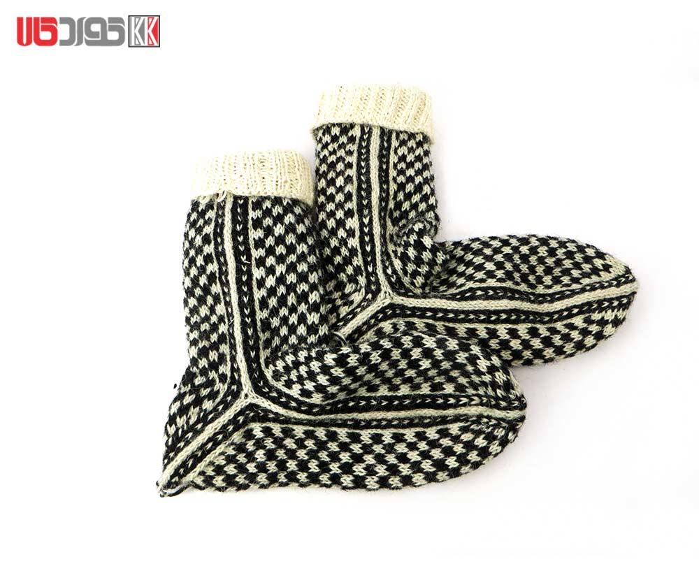 جوراب پشمی مردانه دستبافت سنتی کردستان کد 119